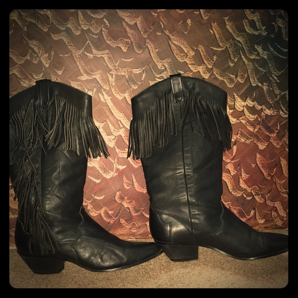 Dingo Black Leather fringe boots